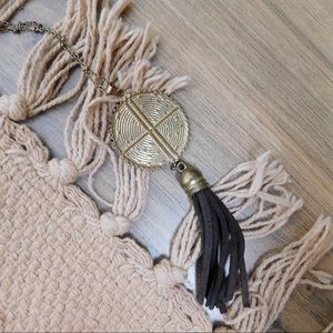 Gold Tassel Drop Long Necklace